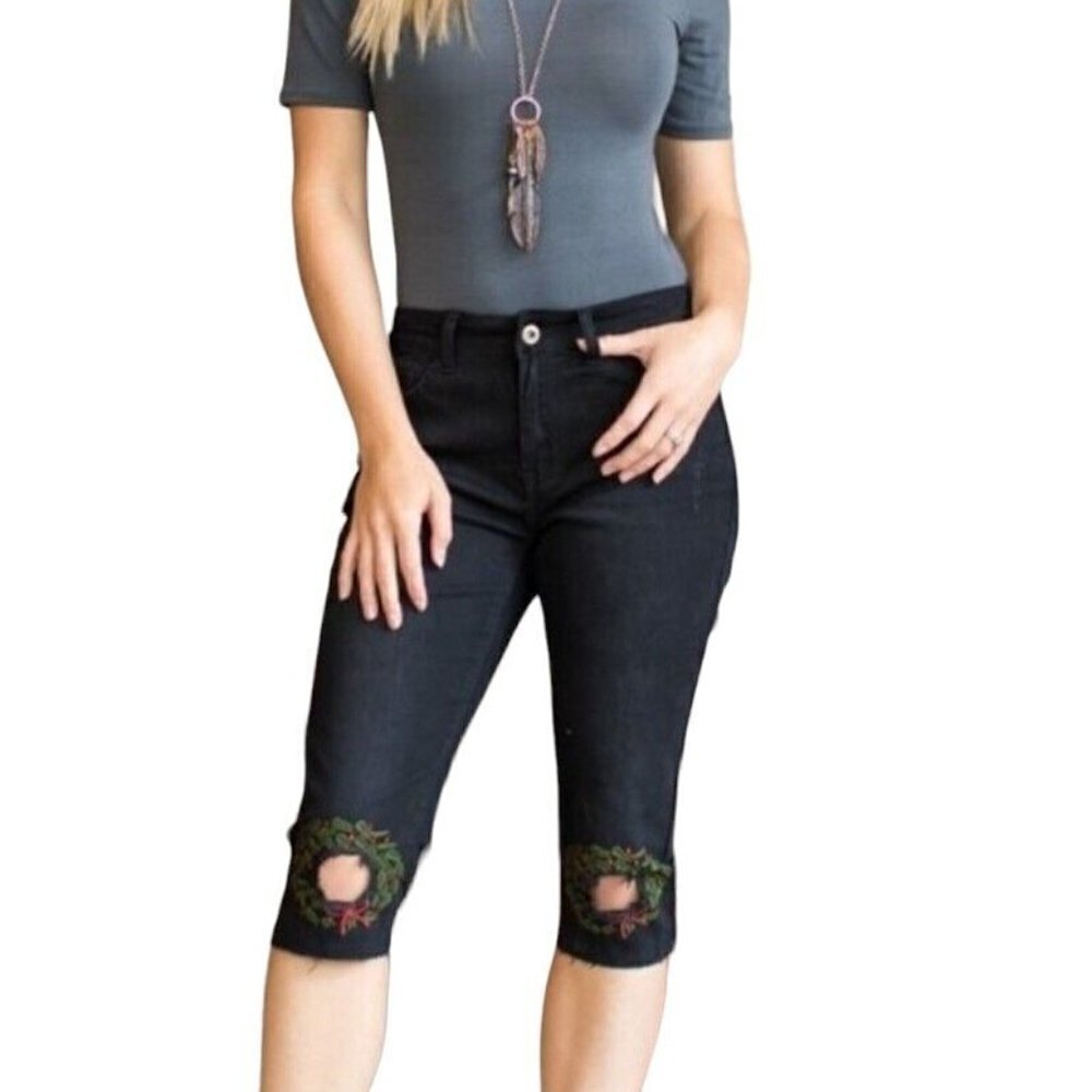 Boutique Lucky & Blessed Black Denim Bermuda Shorts